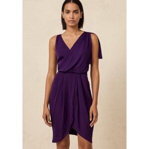 Alice & Olivia Purple Sleeveless Draped Wrap Dress With Cross Back Detail Size 4